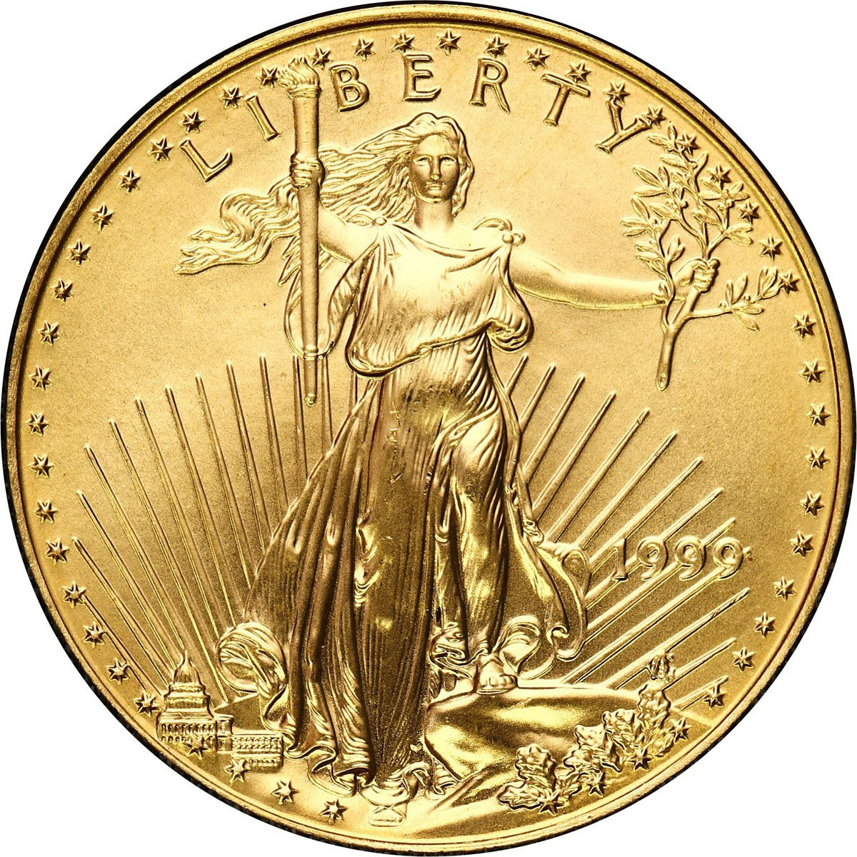 USA. Złote 25 dolarów 1999 Orzeł - 1/2 uncji złota